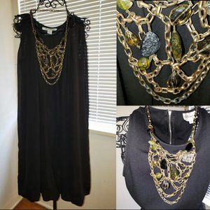1980s Chunky Chain, Glass Artisan Statement Necklace Wow!